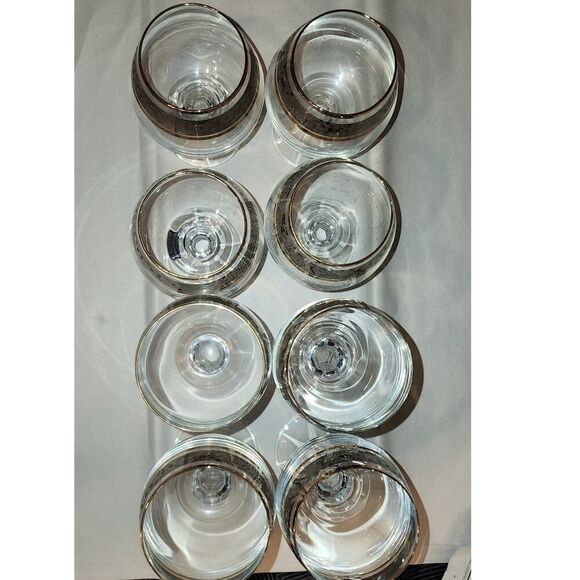 Set Of 8 Cristalline Bohemia Czech Crystalex Glasses Gold Rim 1970s Vintage - Picture 3 of 9